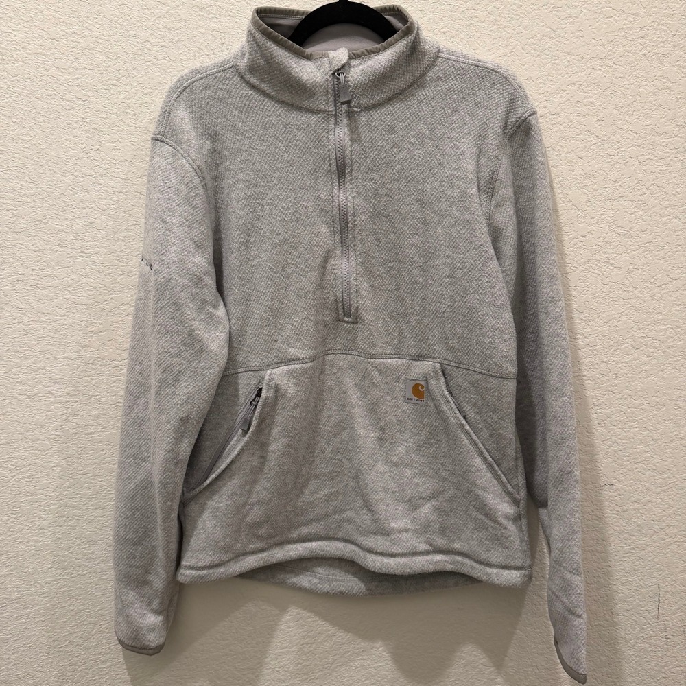 Carhartt Mens Relaxed Fit 1/4 Zip Fleece Pullover Gray Small